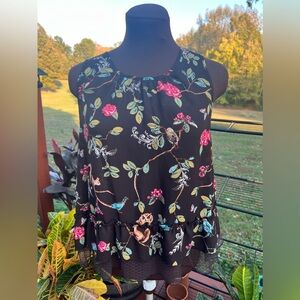 Disney Lauren Conrad Snow White Brown Floral Forrest Blouse - Size L